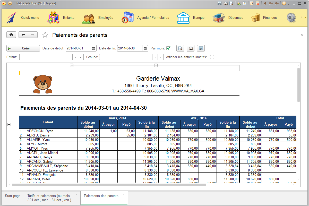 MaGarderie Plus - logiciel pour les garderies, les CPE et les bureaux coordonnateurs